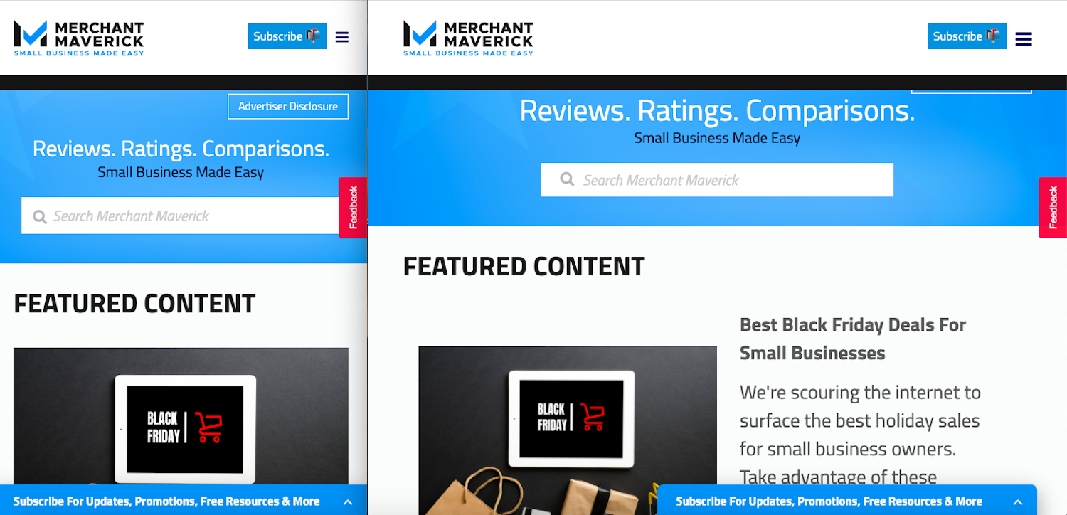 Merchant Maverick gives precedence to blogs and product reviews aimed at small business owners.