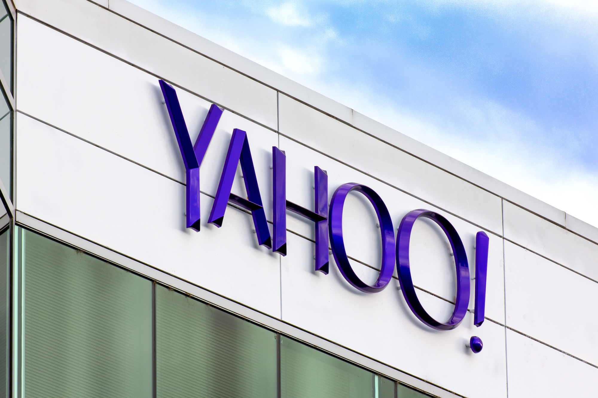 The exterior of a Yahoo office building is pictured.