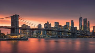 Landscape photo of New York City skyline. 